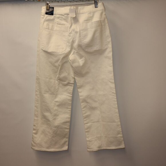 J.Crew Premium Edition White Full Length Slim Wide-Leg Pants Size 30P Cotton Wom - Picture 7 of 13